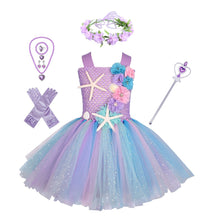 Vestido de Tutu Ariel Sereia para Menina - Flor do Oceano (1-12 anos)