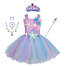 Vestido de Tutu Ariel Sereia para Menina - Flor do Oceano (1-12 anos)