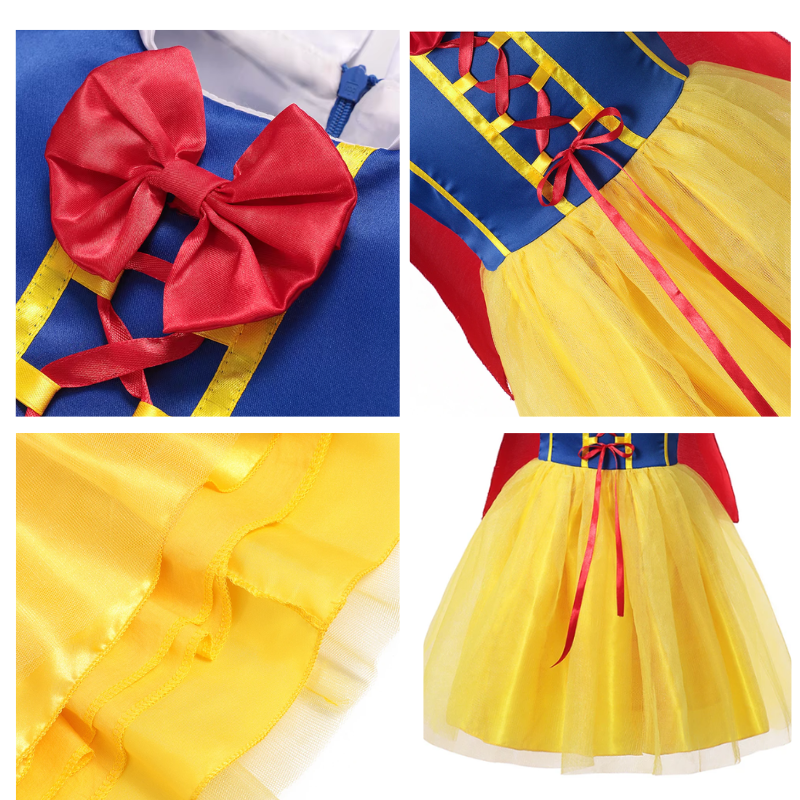 Vestido Fantasia Branca de Neve + Acessórios + Frete Grátis