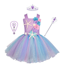 Vestido de Tutu Ariel Sereia para Menina - Flor do Oceano (1-12 anos)