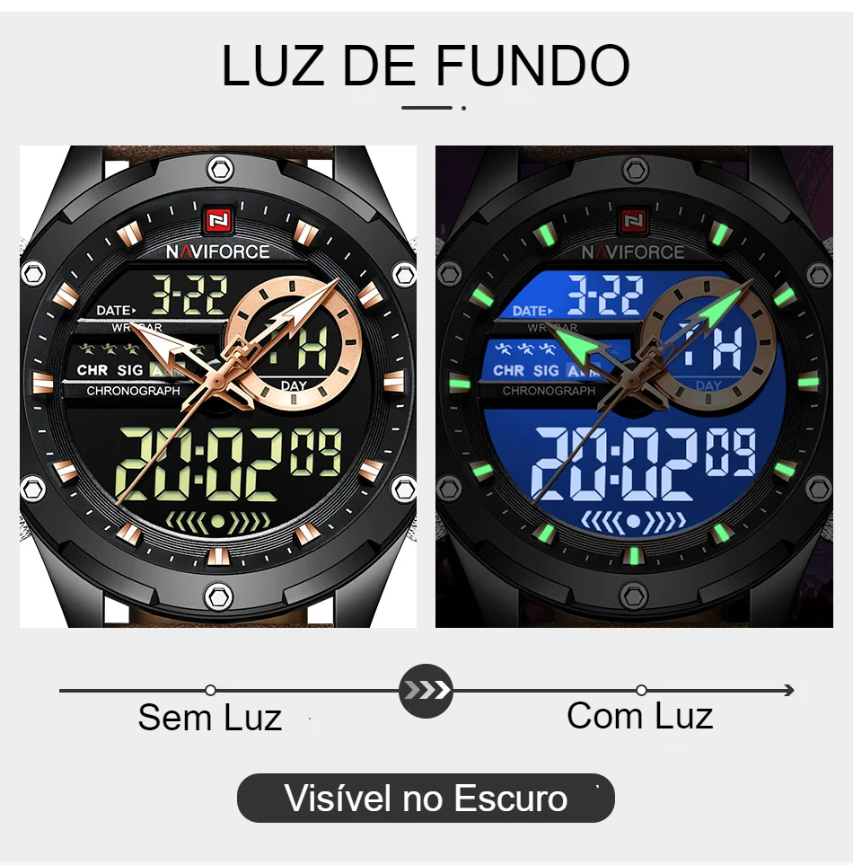 Relógio Masculino com Pulseira de Couro Magnat Noir