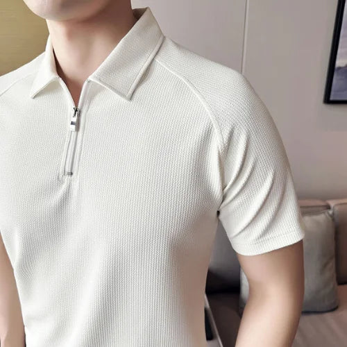 Camisa Polo Masculina Lisa Com Zíper FR107