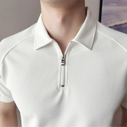 Camisa Polo Masculina Lisa Com Zíper FR107