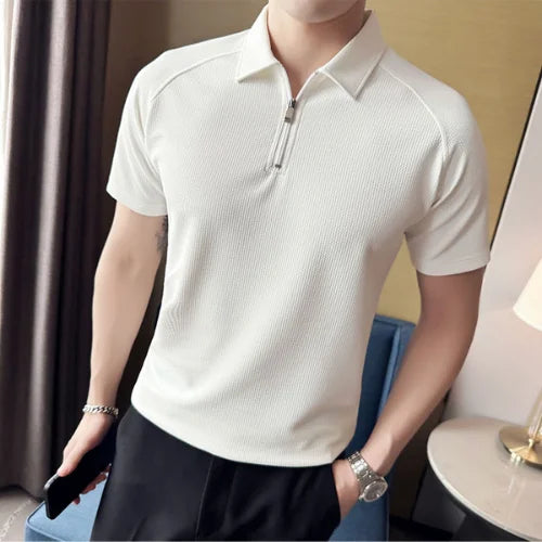 Camisa Polo Masculina Lisa Com Zíper FR107