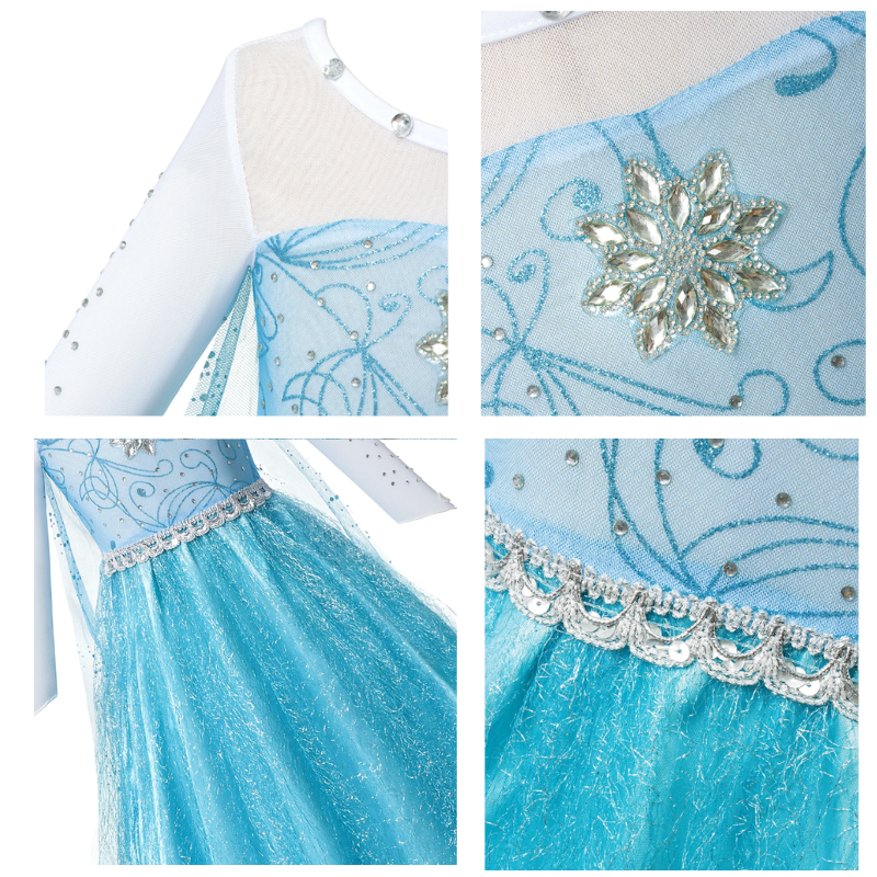 Vestido Fantasia Rainha Elsa (Frozen) + Acessórios de Brinde + Frete Grátis