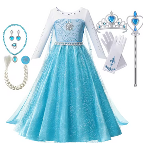 Vestido Fantasia Rainha Elsa 2 (Frozen) + Acessórios de Brinde + Frete Grátis