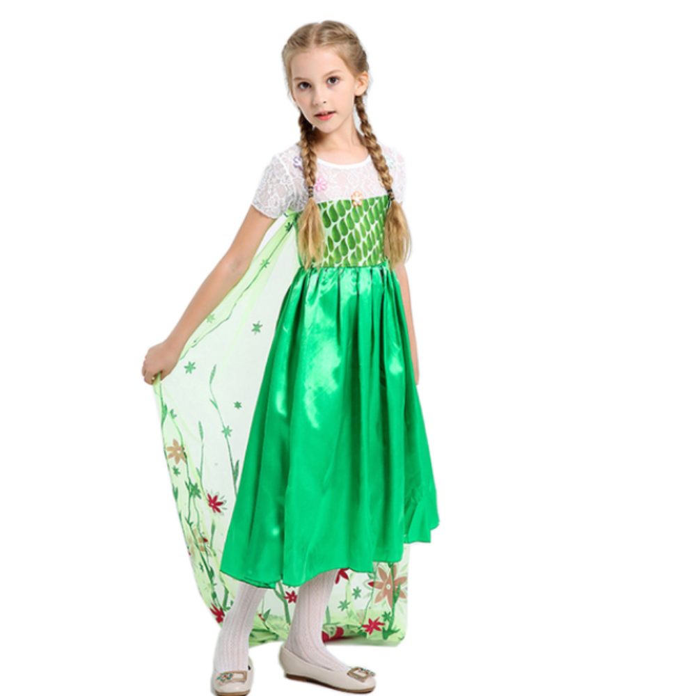 Vestido Fantasia Rainha Elsa Primavera Verde - Frozen