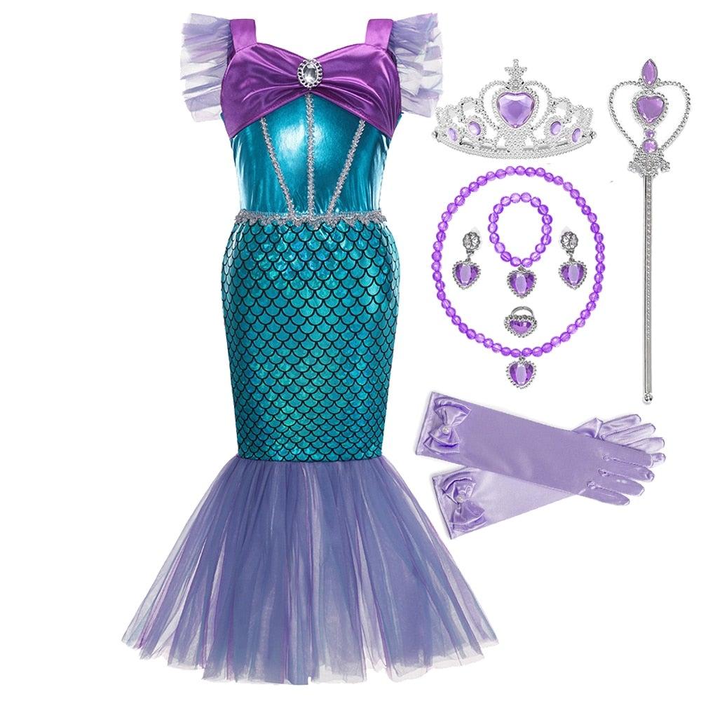Nuevo Disfraz De Sirenita Linda Ariel Para Niña Cosplay Niños Carnaval