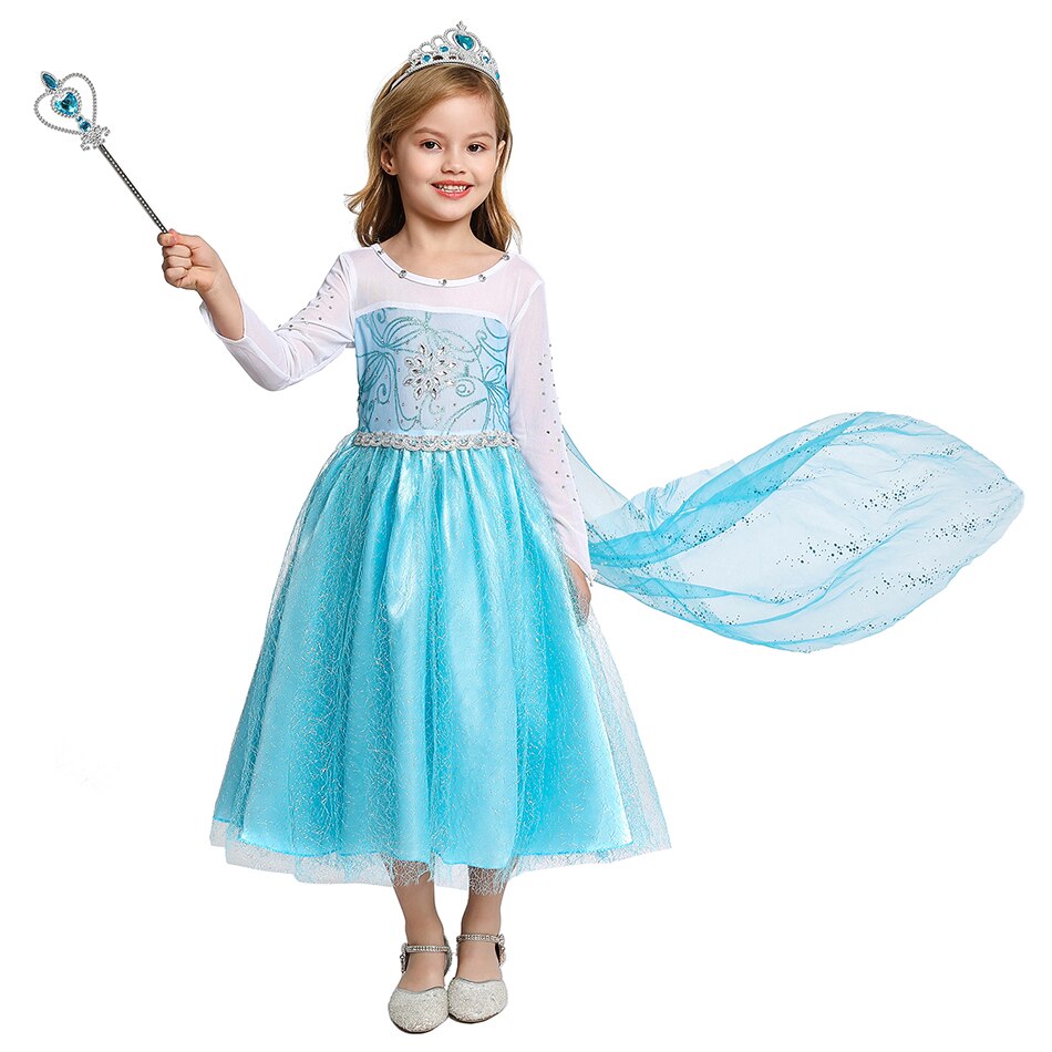 Vestido Fantasia Rainha Elsa 2 (Frozen) + Acessórios de Brinde + Frete Grátis