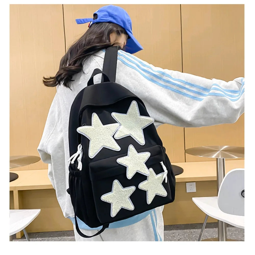 Mochila Unissex Com Estampa De Estrelas Material Resistente De Grande Capacidade