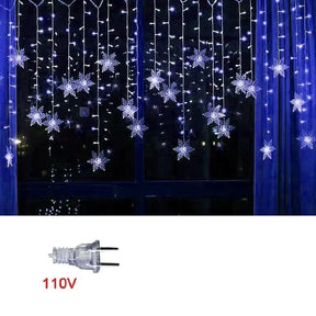 Pisca Pisca Cortina De Led  Formato De Flocos De Neve  Para Decoração De Natal  Plugue