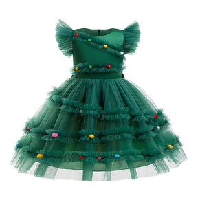 Vestido Infantil Natal Bolinhas Coloridas