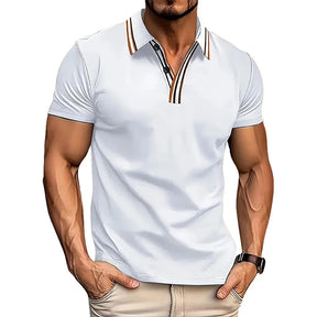 Camisa Masculina Polo Manga Curta Detalhe Listrado Na Gola