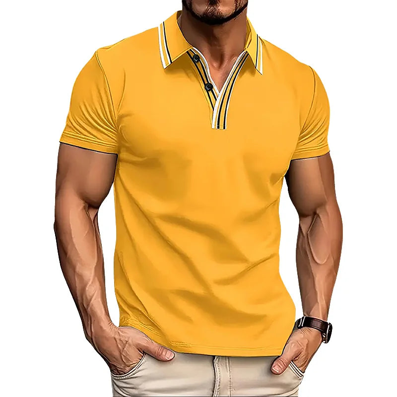 Camisa Masculina Polo Manga Curta Detalhe Listrado Na Gola