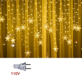 Pisca Pisca Cortina De Led  Formato De Flocos De Neve  Para Decoração De Natal  Plugue