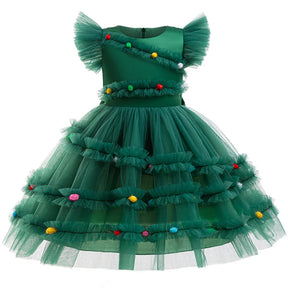 Vestido Infantil Natal Bolinhas Coloridas