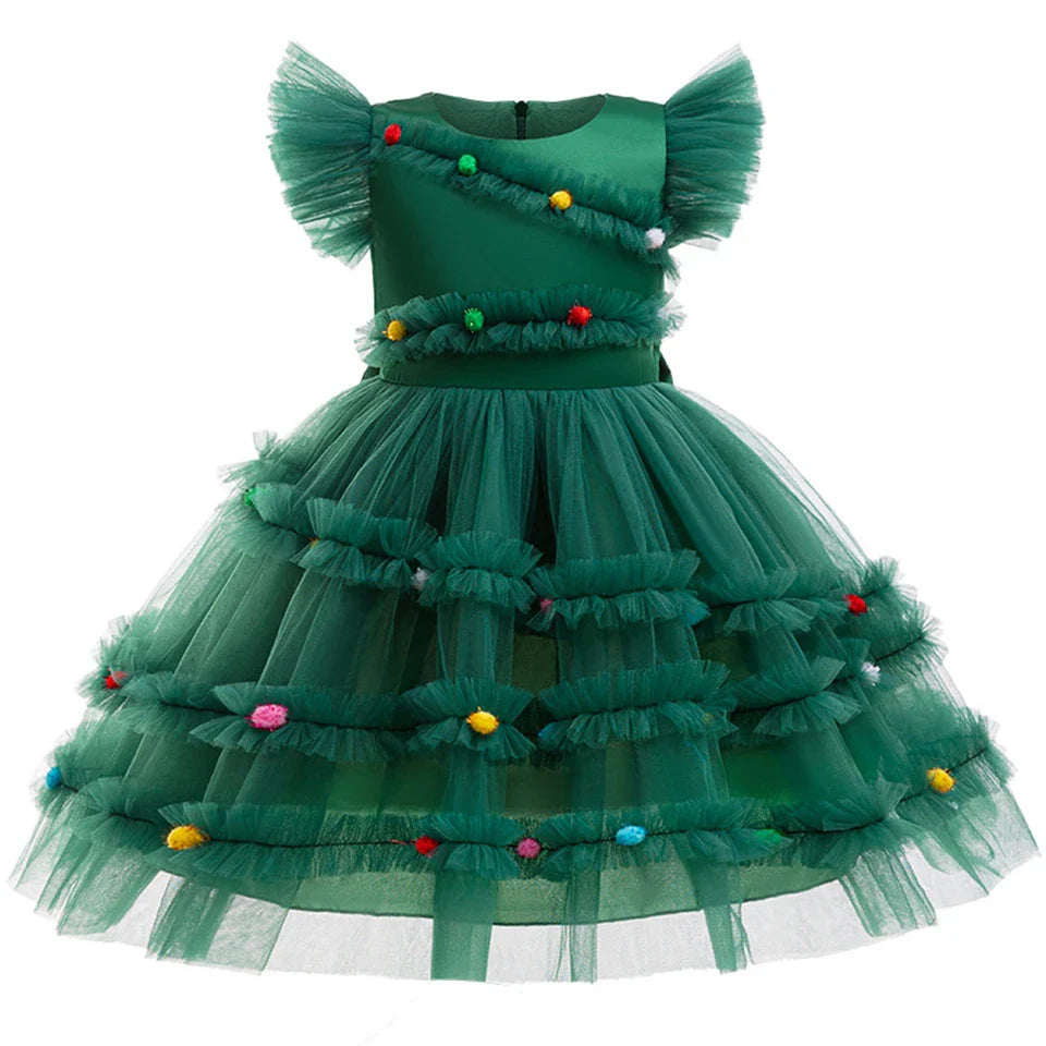 Vestido Infantil Natal Bolinhas Coloridas