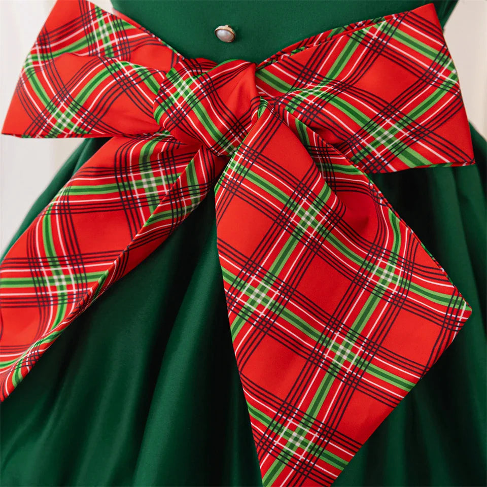 Vestido de Natal Infantil Laço Vermelho