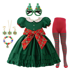 Vestido de Natal Infantil Laço Vermelho