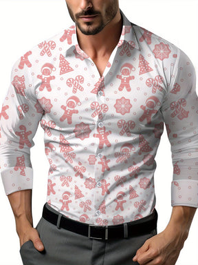 Camisa Social Masculina Manga Comprida Super Confortável Estampada  Lapela