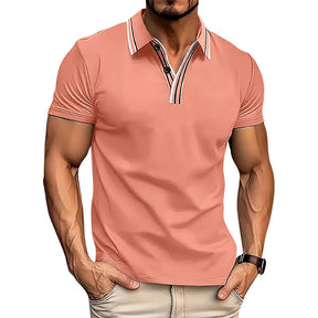 Camisa Masculina Polo Manga Curta Detalhe Listrado Na Gola