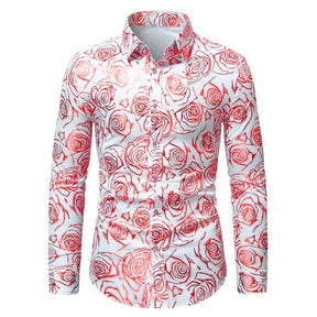 Camisa Masculina Estampa Floral Social Manga Comprida Botões