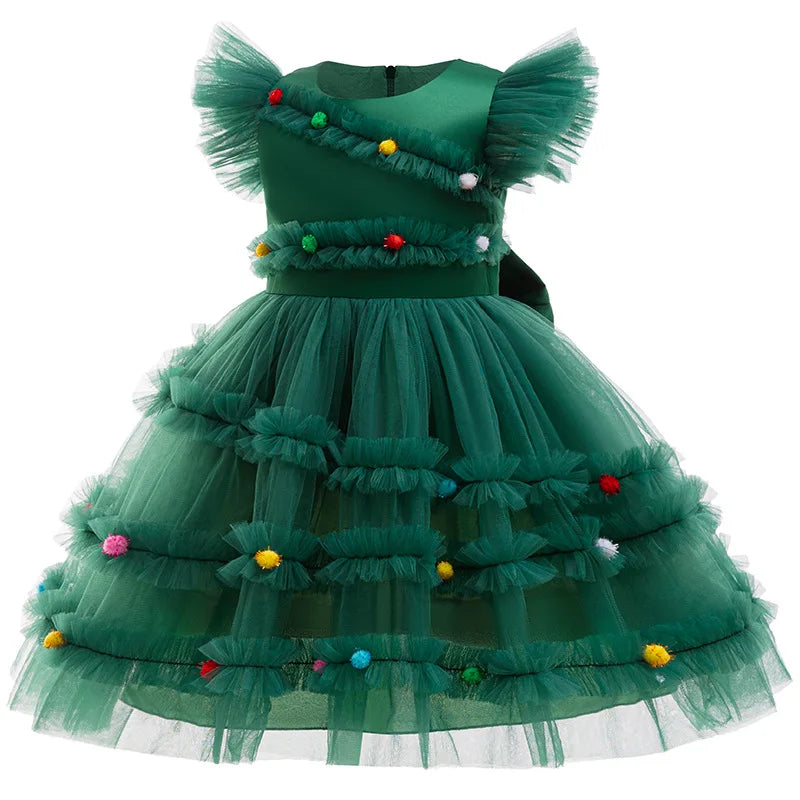 Vestido Infantil Natal Bolinhas Coloridas