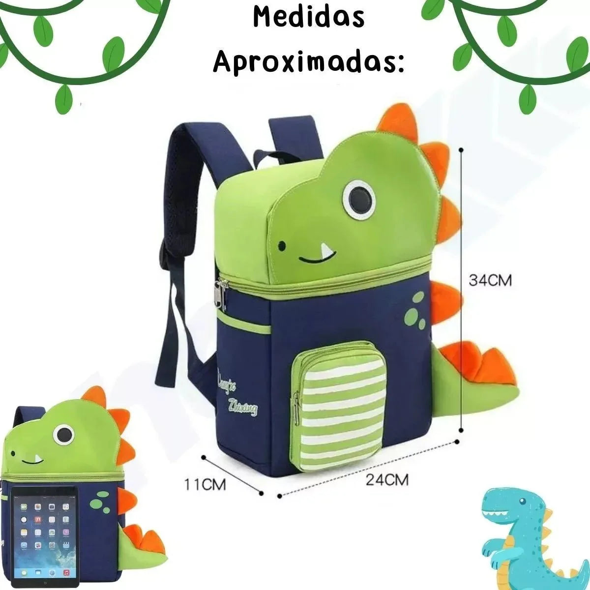 Mochila Infantil para Meninos Dino Amigável