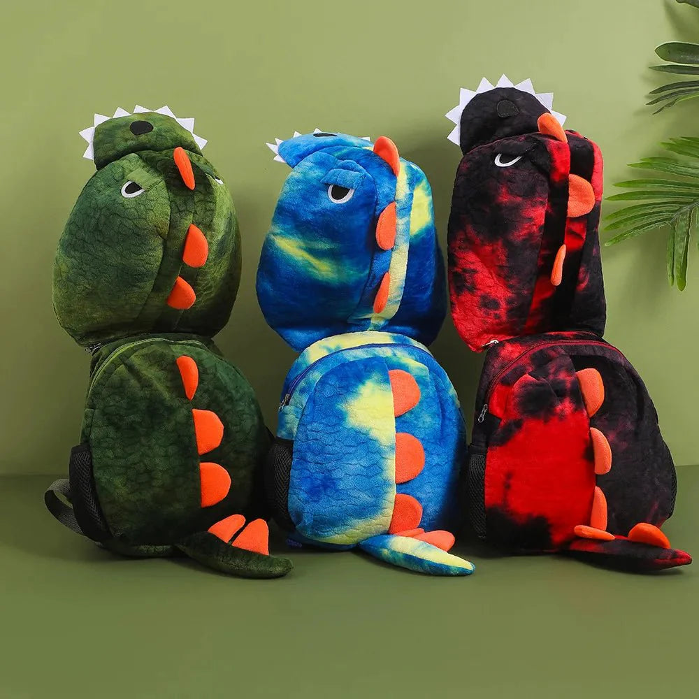 Mochila Infantil Dinossauro de Pelúcia com Capuz Removível