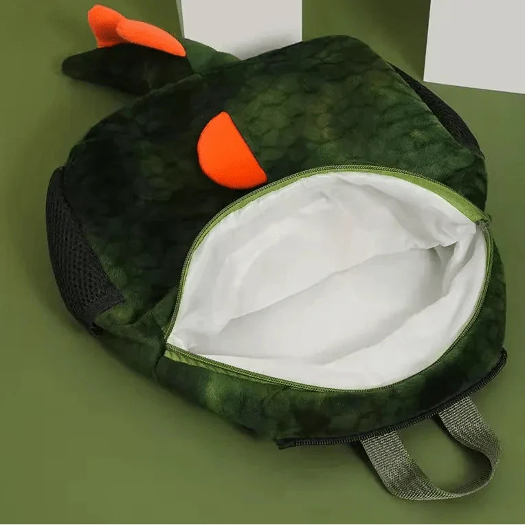 Mochila Infantil Dinossauro de Pelúcia com Capuz Removível