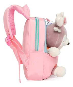 Mochila Infantil para Meninas com Acessório de Pelúcia