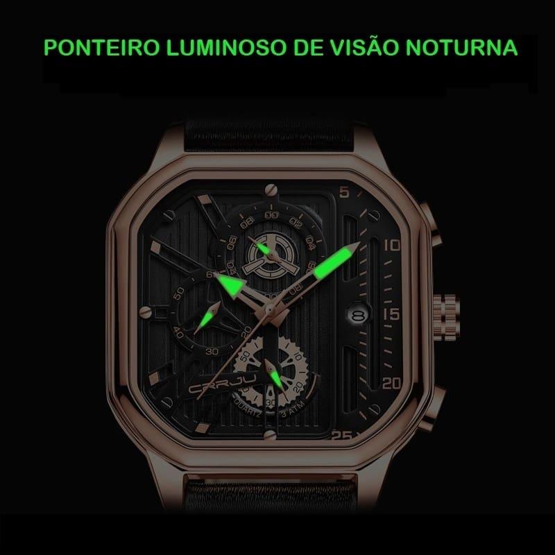 Relógio Masculino Com Pulseira De Couro Quartz Cronógrafo Fusion Opus Titanium