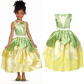 Vestido Fantasia Princesa Tiana (A Princesa e o Sapo) + Acessórios + Frete Grátis